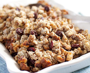 Baked bread stuffing with fresh herbs