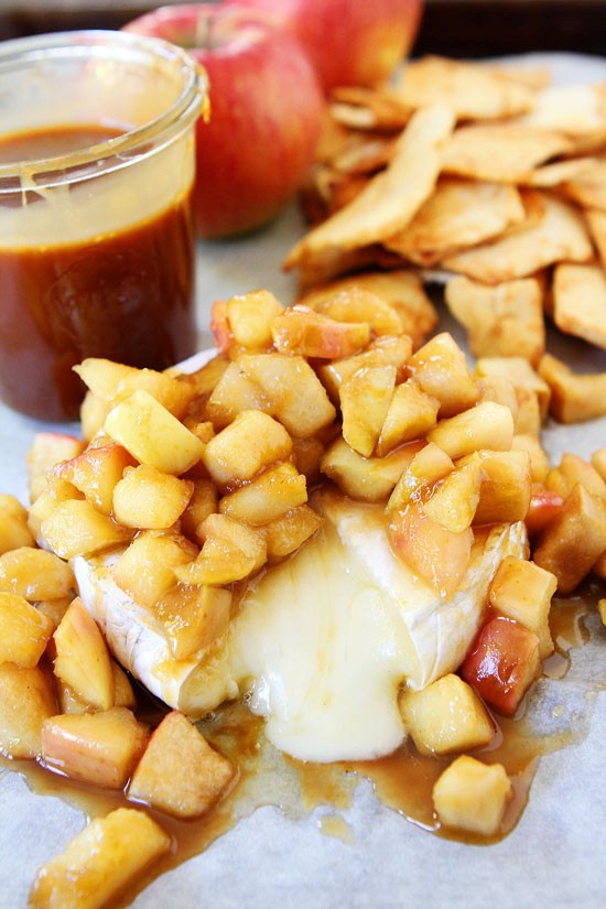 Baked Brie with apples and salted caramel