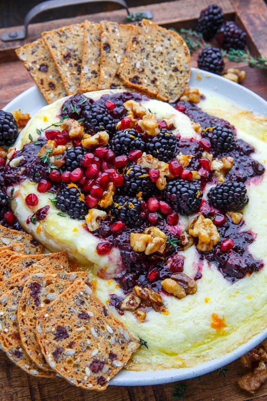 Baked Brie with blackberry compote and candied walnuts