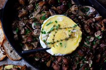 Baked Brie with garlic butter mushrooms