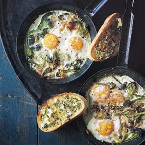 Baked broccoli & Parmesan eggs