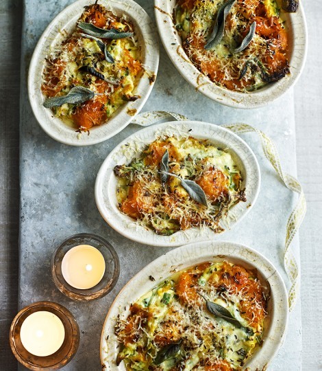 Baked butternut squash, ricotta and spinach