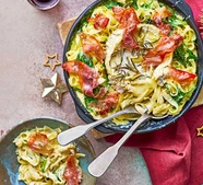 Baked Camembert pasta Alfredo