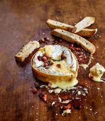 Baked Camembert with crispy pancetta and sourdough sticks