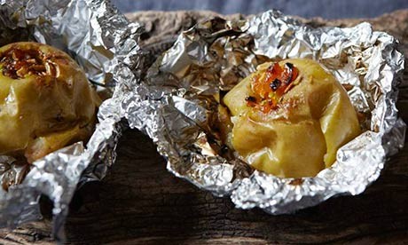 Baked campfire apples