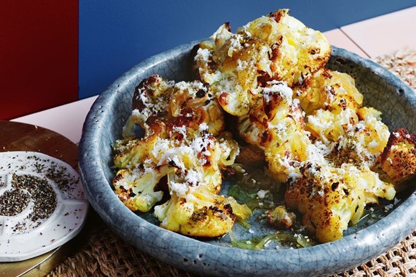 Baked cauliflower, haloumi, burnt honey and za'atar