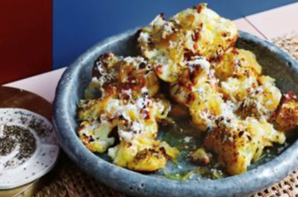 Baked cauliflower, haloumi, burnt honey and za'atar