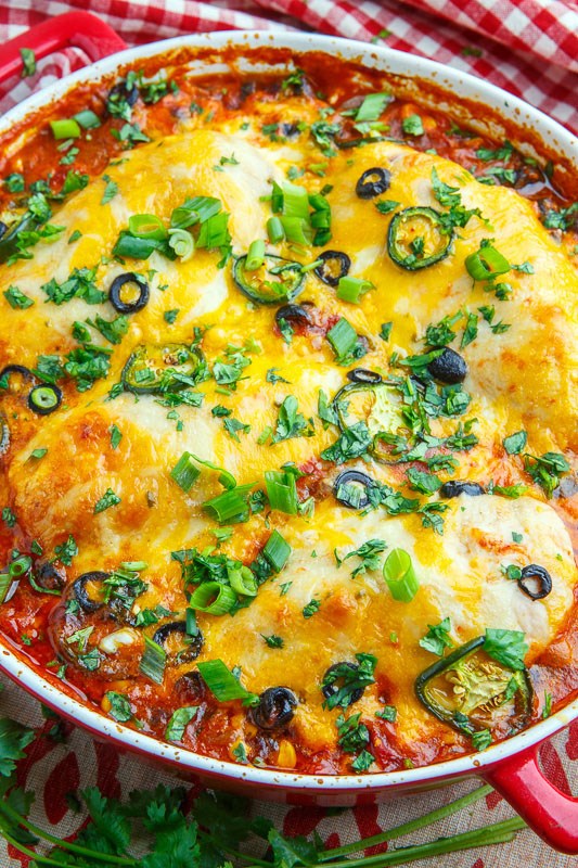 Baked chicken enchilada casserole
