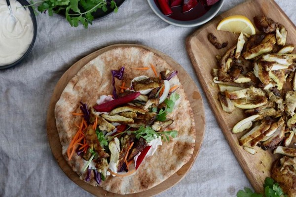 Baked chicken shawarma