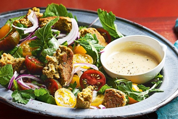 Baked chickpea & lemon falafel with tahini dressing