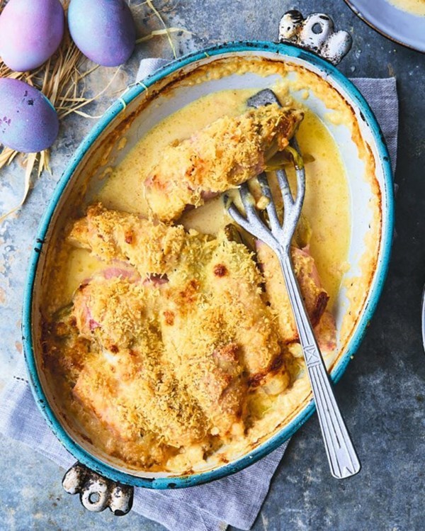 Baked chicory with ham 