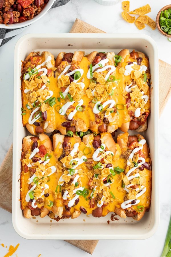 Baked chili dogs