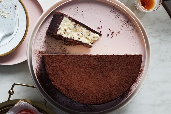 Baked chocolate and ricotta cheesecake