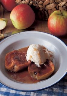 Baked cinnamon apples with buttermilk ice cream