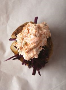 Baked cod and Hollandaise [baked potato filling]