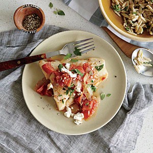 Baked cod with feta and tomatoes