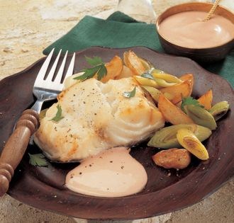 Baked cod with horseradish sauce