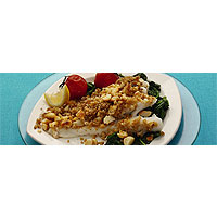 Baked cod with macadamia nut crust