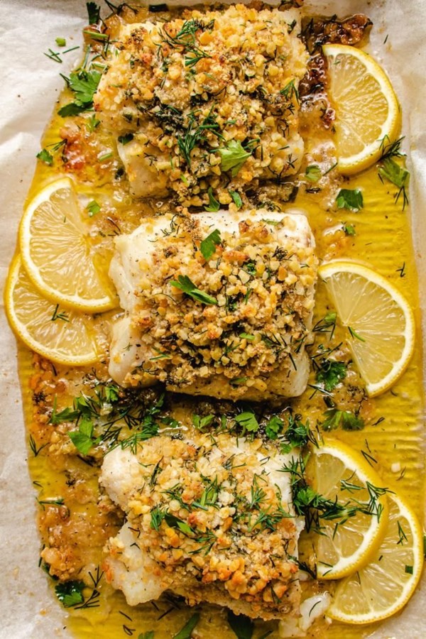 Baked cod with panko crust