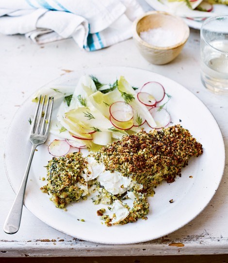 Baked cod with pistachio crust