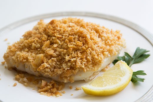 Baked cod with Ritz cracker topping