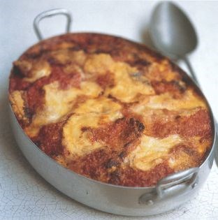 Baked courgettes with tomato and taleggio (Parmigiana di zucchini)