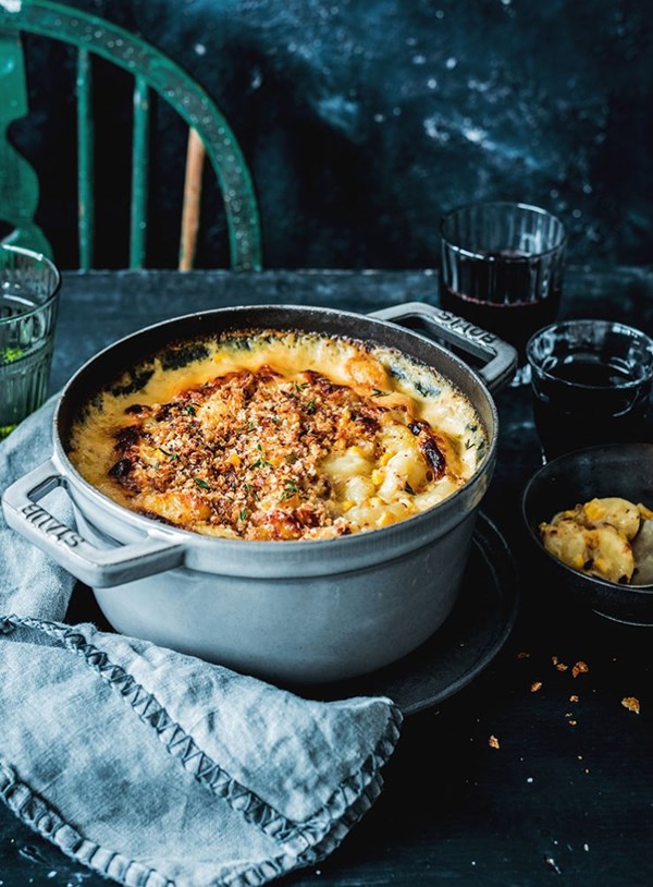 Baked creamed corn and bacon gnocchi