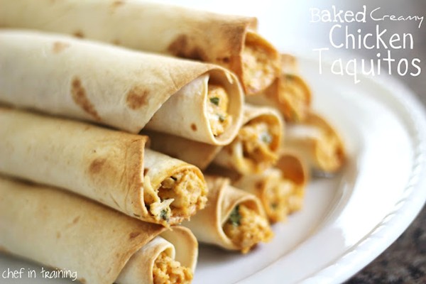 Baked creamy chicken taquitos