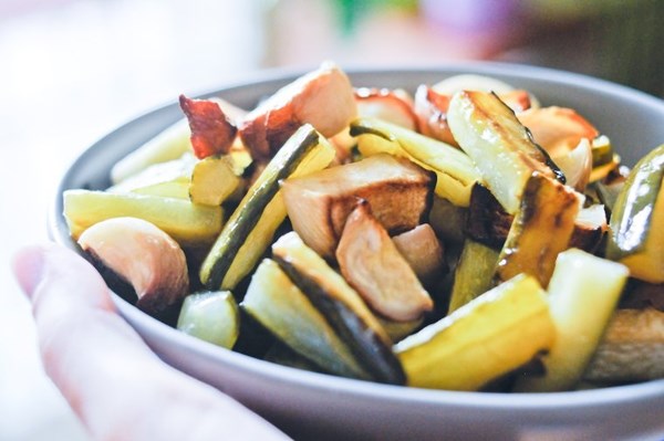 Baked cucumbers with pink turnips