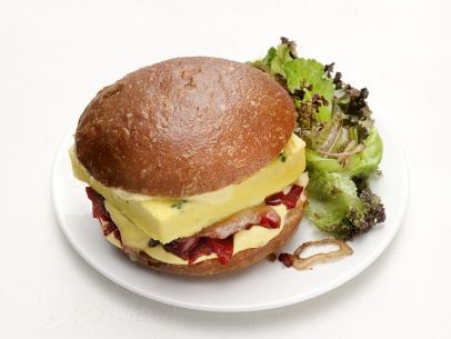 Baked-egg and Canadian bacon sandwiches