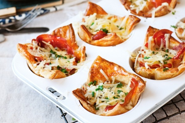 Baked egg cups with prosciutto, Gruyere and truffle oil