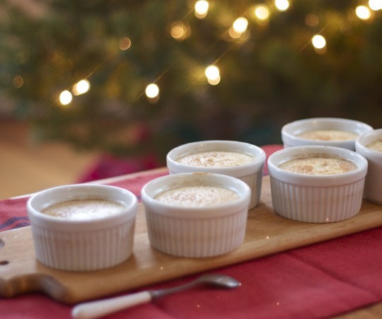 Baked eggnog custards