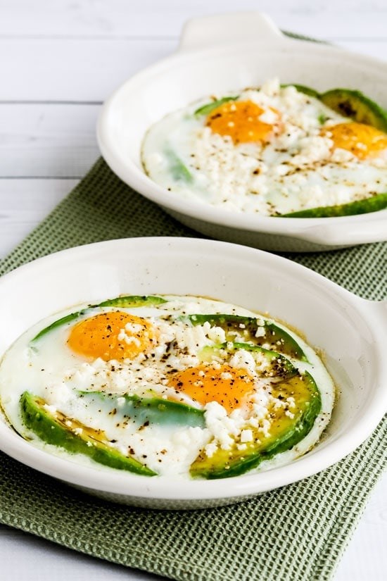 Baked eggs with avocado and feta