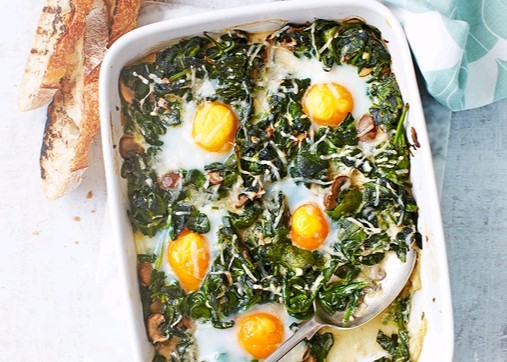 Baked eggs with spinach
