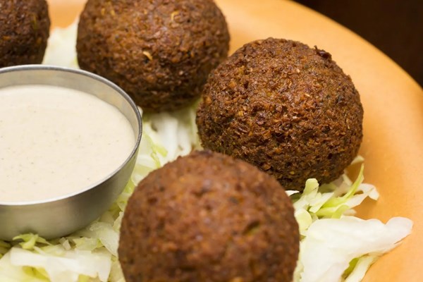 Baked falafel with tahini sauce