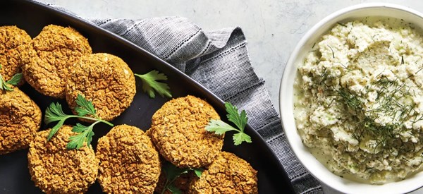 Baked falafel with tzatziki sauce