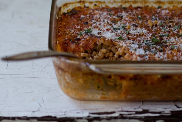 Baked farro risotto