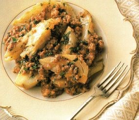 Baked fennel with lamb and coriander