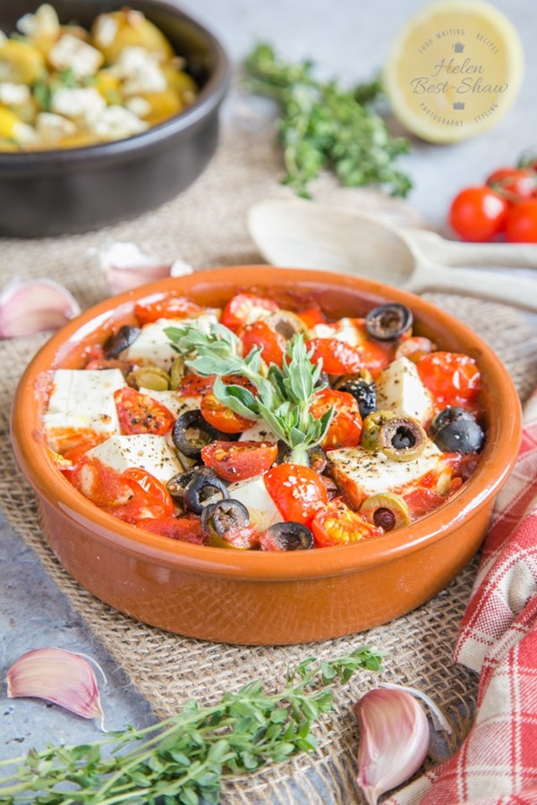 Baked feta & tomatoes with garlic