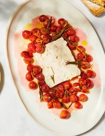 Baked feta with grapes and rosemary