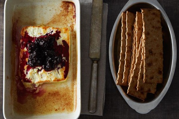 Baked feta with rosemary blackberry compote