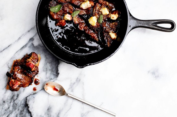 Baked figs with balsamic and feta