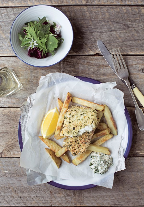 Baked fish and chips