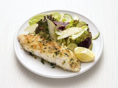 Baked fish with apple-beet salad