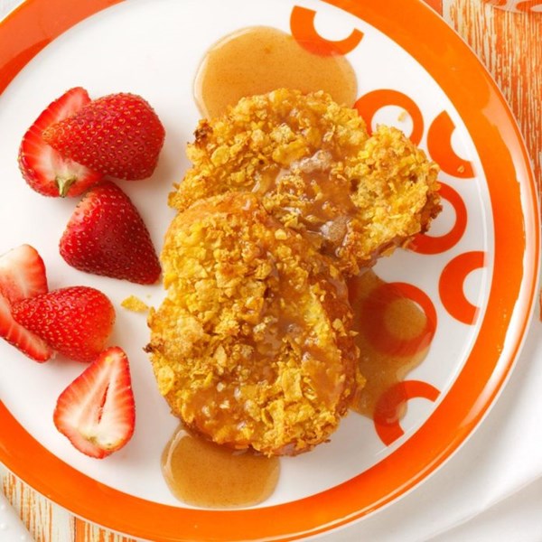 Baked French toast with home style syrup