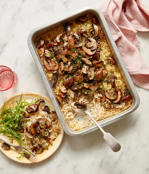 Baked garlic mushroom rice