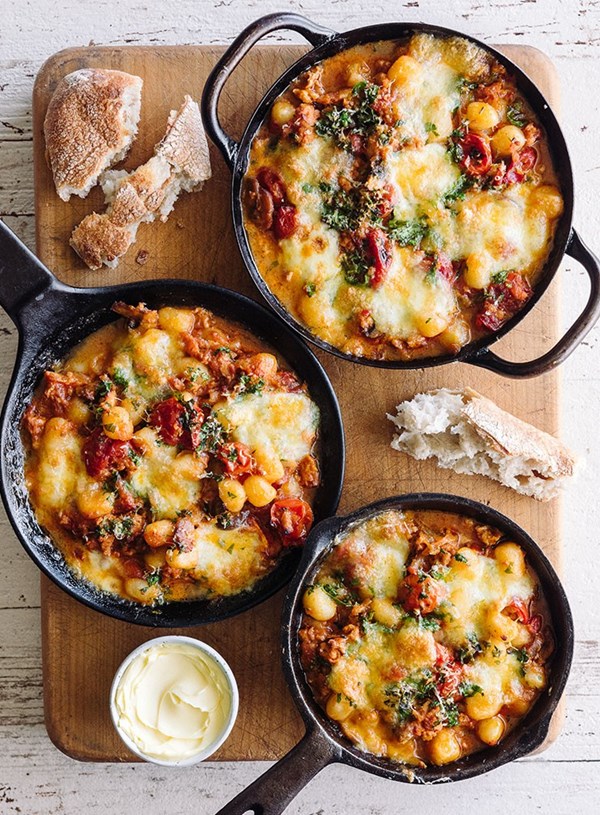 Baked gnocchi with chicken Bolognese
