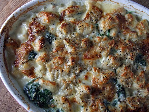 Baked gnocchi with Gorgonzola and spinach