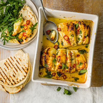 Baked halloumi with honey & chilli