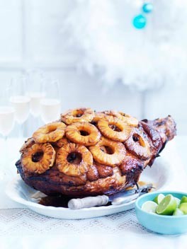 Baked ham with pineapple and star anise glaze